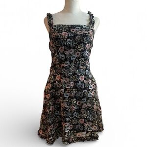 Black Pink Blue Floral Ruffle Dress NWT Size XL